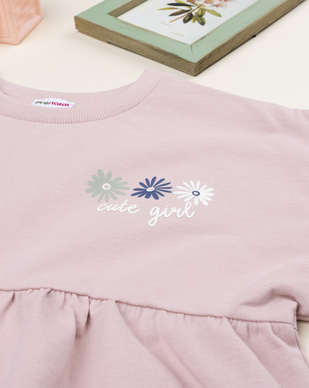 παιδική μπλούζα φούτερ ροζ με μαργαρίτες για κορίτσι - Prénatal
