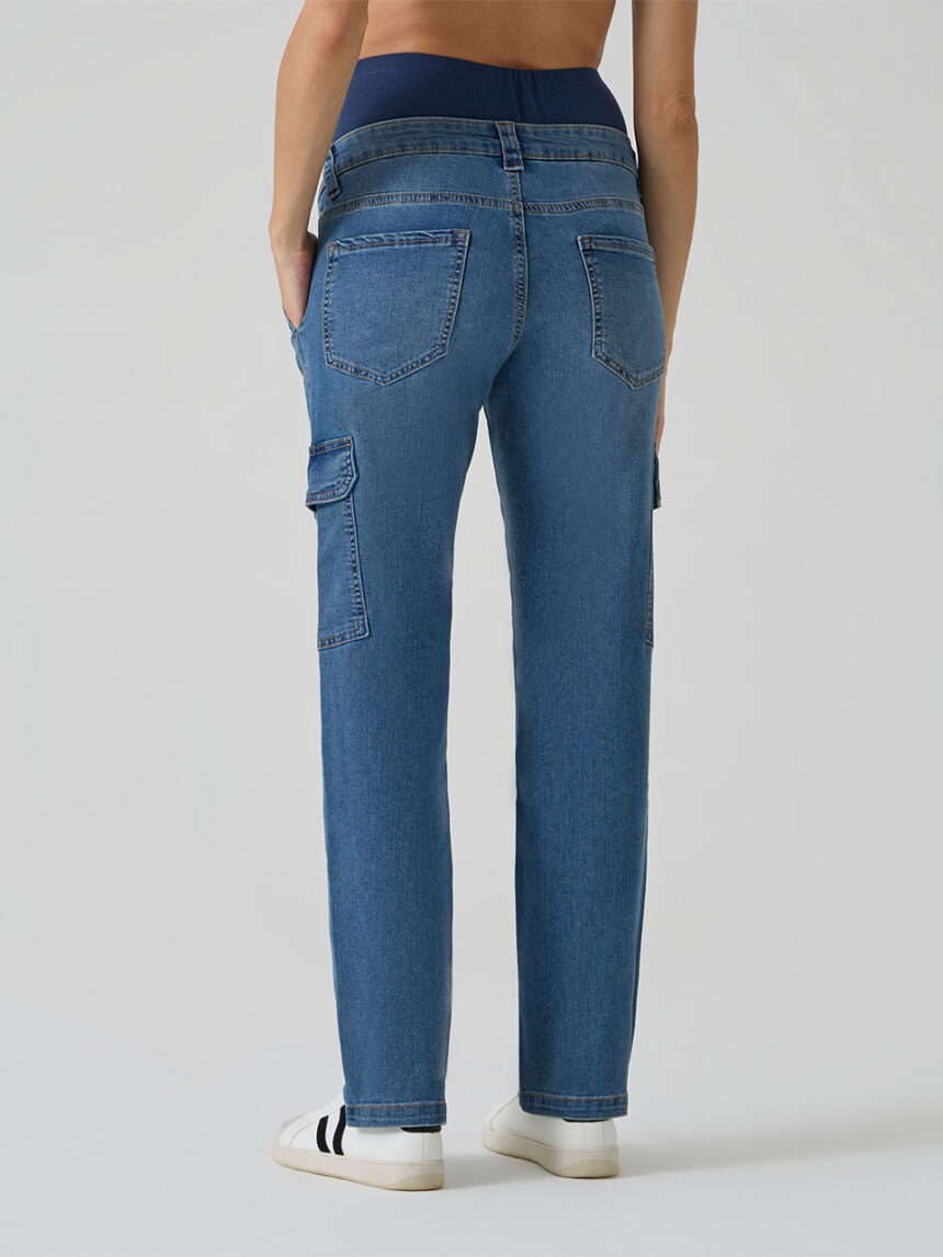 γυναικείο τζιν παντελόνι εγκυμοσύνης cargo μπλε - Prénatal