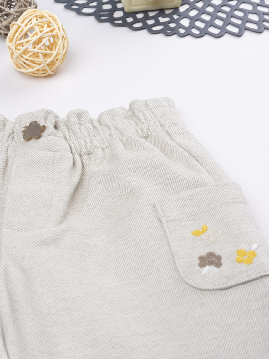 βρεφικό παντελόνι μπεζ με λουλούδια για κορίτσι - Prénatal