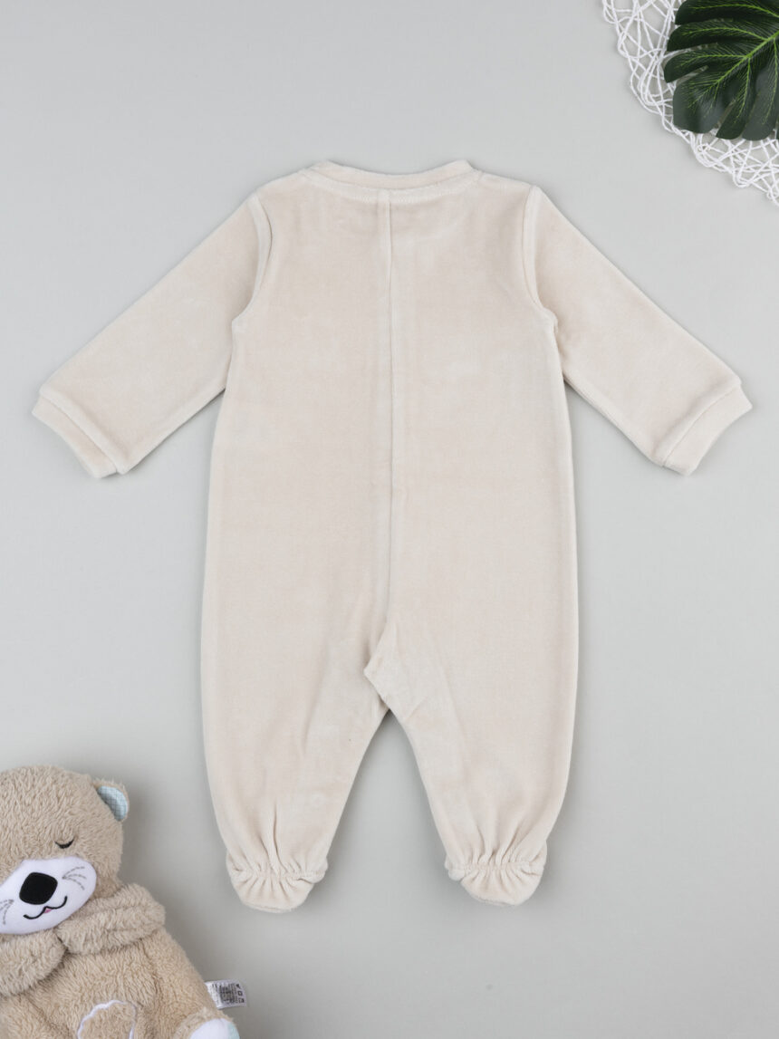βρεφικό φορμάκι σενίλ μπεζ baby smile unisex - Prénatal