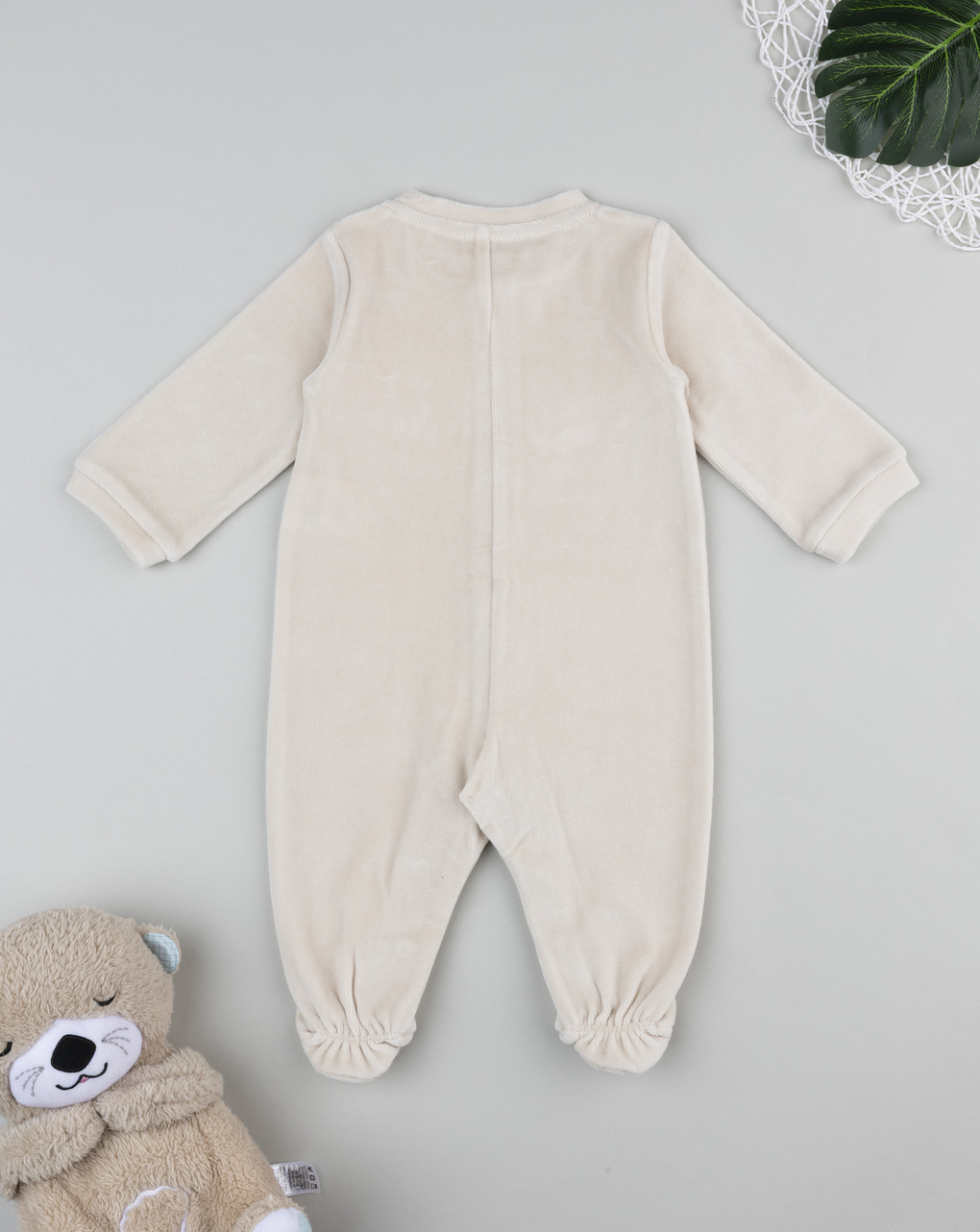 βρεφικό φορμάκι σενίλ μπεζ baby smile unisex - Prénatal