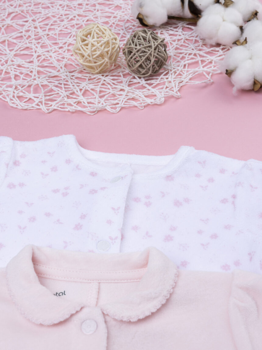 βρεφικά φορμάκια σενίλ με λαγουδάκια πακέτο x2 για κορίτσι - Prénatal