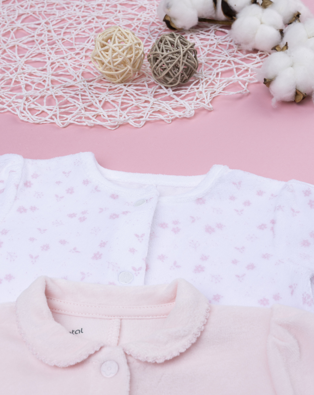 βρεφικά φορμάκια σενίλ με λαγουδάκια πακέτο x2 για κορίτσι - Prénatal