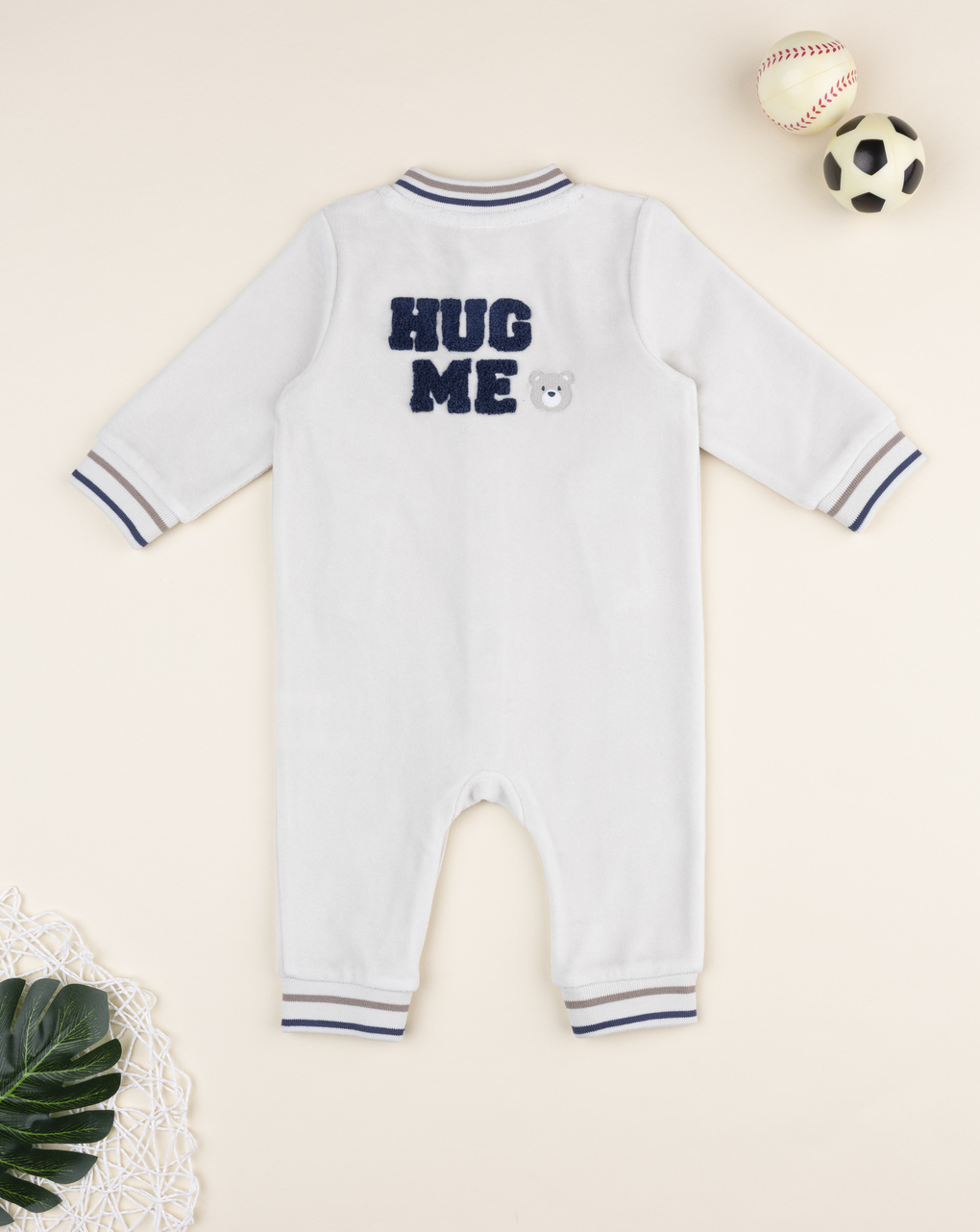 βρεφικό φορμάκι βελουτέ μπεζ adorable για αγόρι - Prénatal