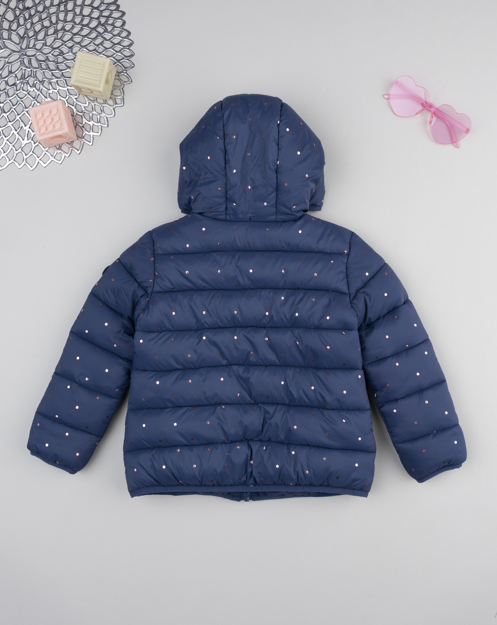 παιδικό μπουφάν puffer μπλε πουά για κορίτσι - Prénatal