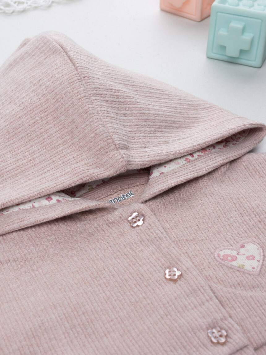 βρεφική ζακέτα ροζ με καρδούλα για κορίτσι - Prénatal