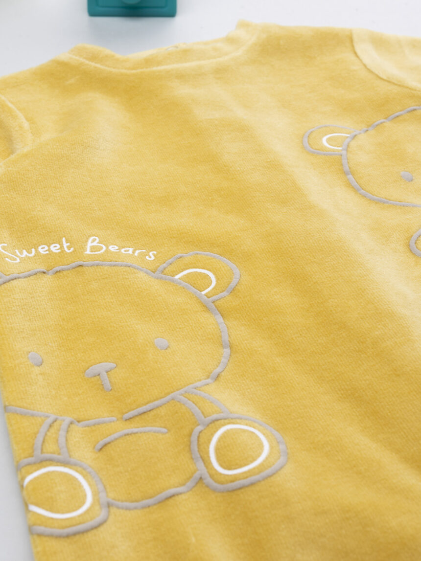 βρεφικό φορμάκι σενίλ κίτρινο sweet bears για αγόρι - Prénatal