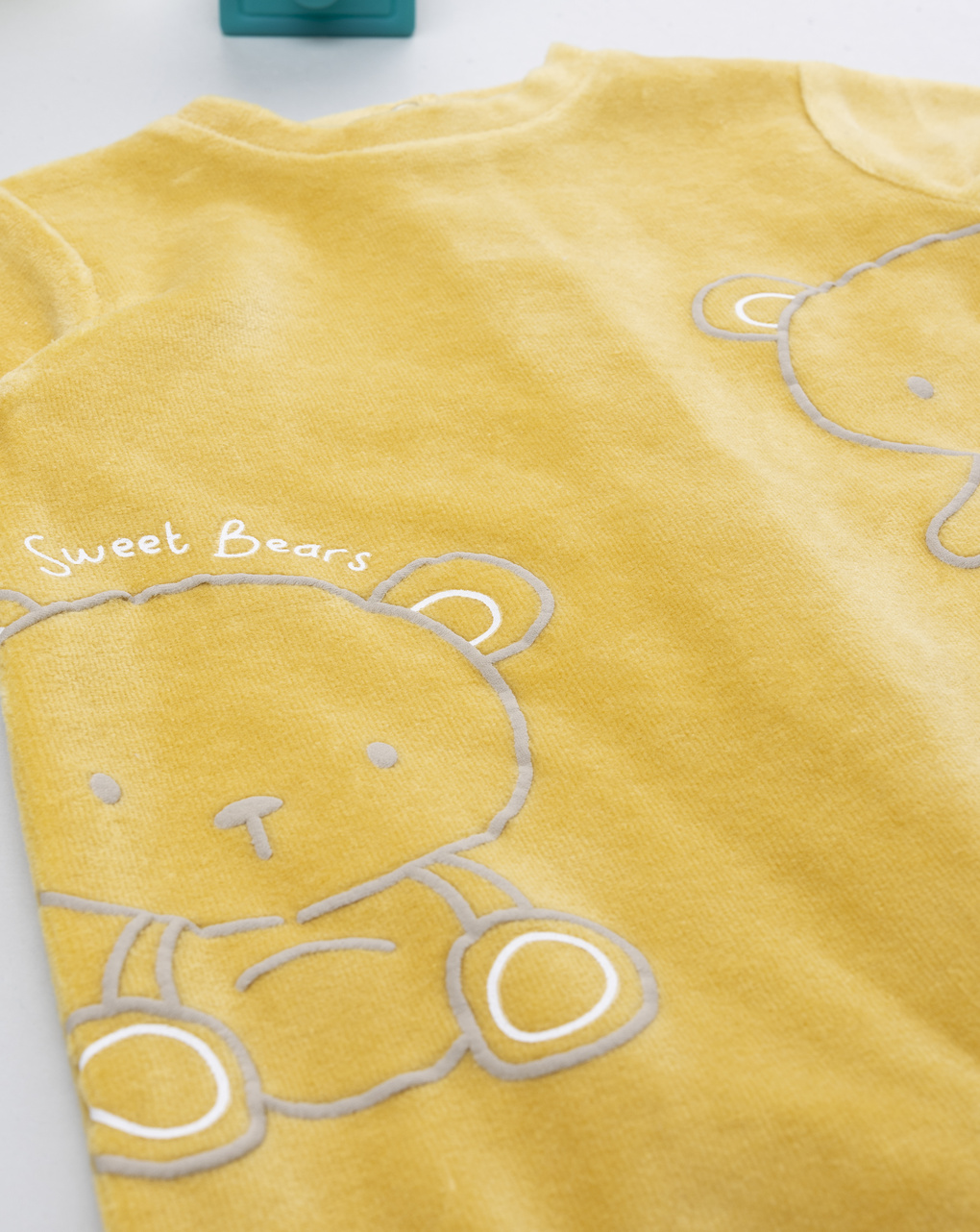 βρεφικό φορμάκι σενίλ κίτρινο sweet bears για αγόρι - Prénatal