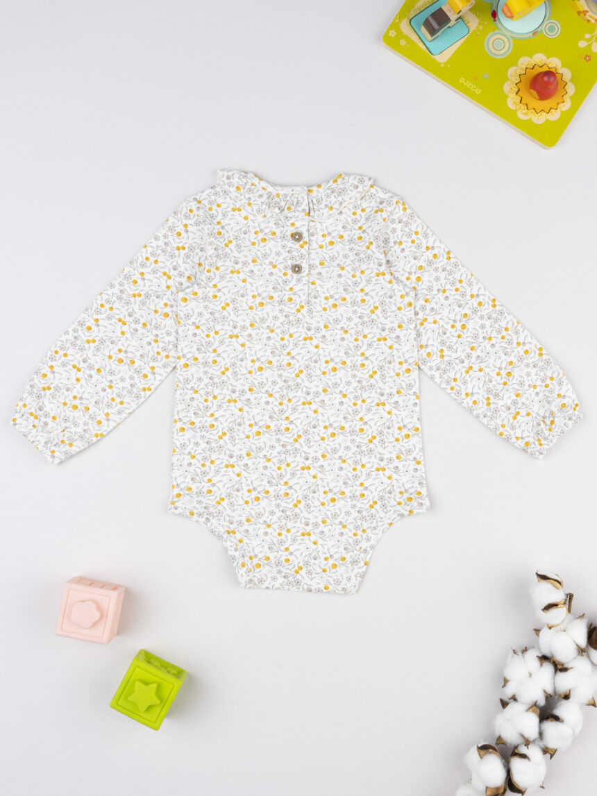 βρεφικό κορμάκι λευκό φλοράλ για κορίτσι - Prénatal