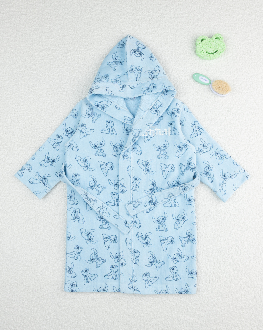 παιδικό μπουρνούζι σενίλ γαλάζιο stitch για αγόρι