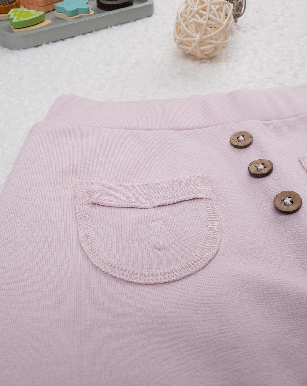 βρεφικό παντελόνι φόρμας ροζ με λουλούδι για κορίτσι - Prénatal