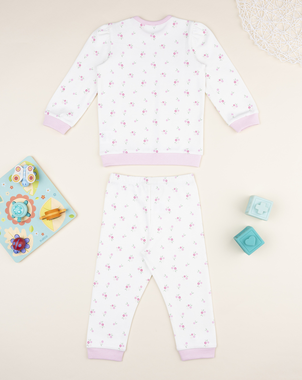 βρεφική πιτζάμα λευκή φλοράλ για κορίτσι - Prénatal