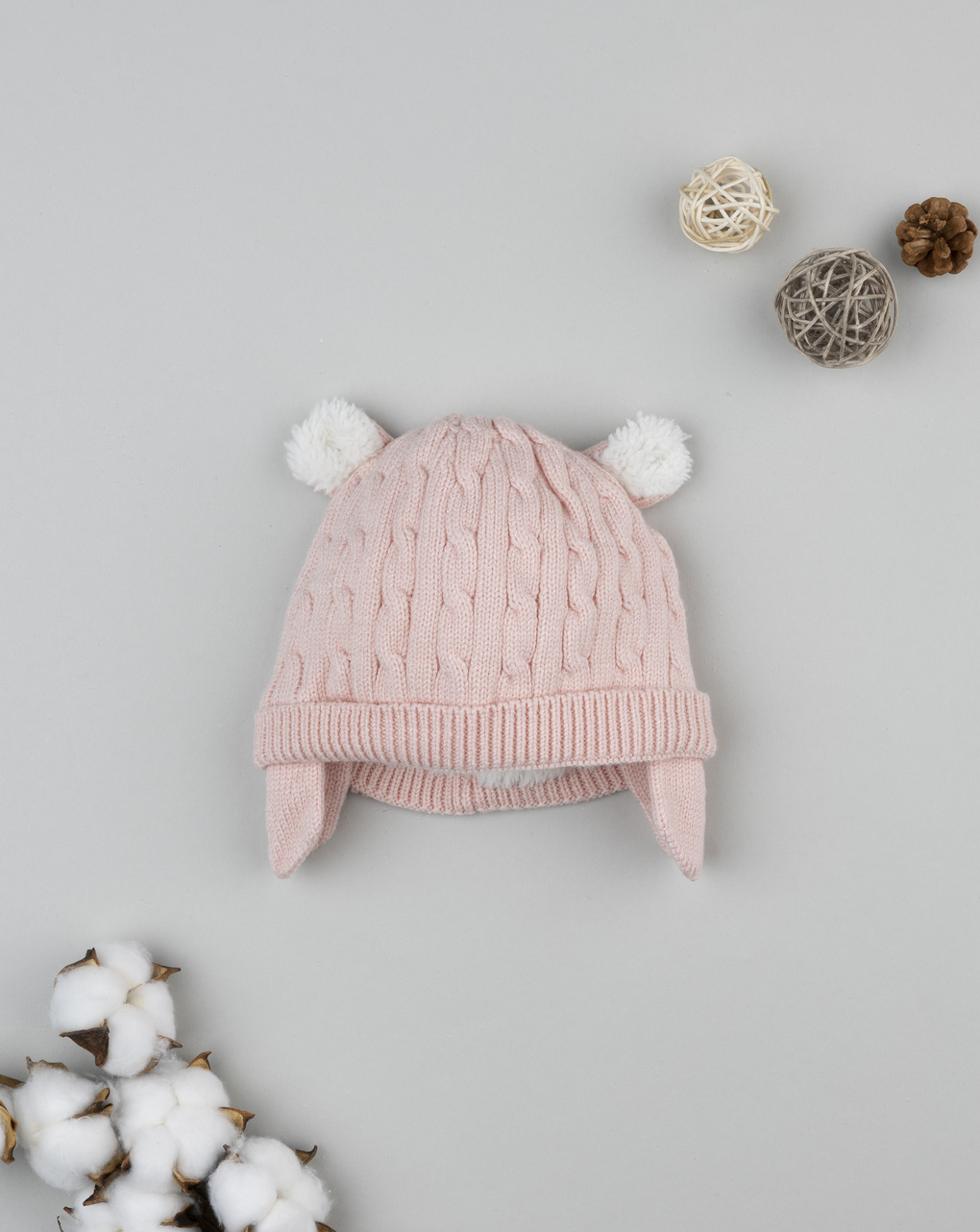βρεφικό σκουφάκι πλεκτό ροζ για κορίτσι