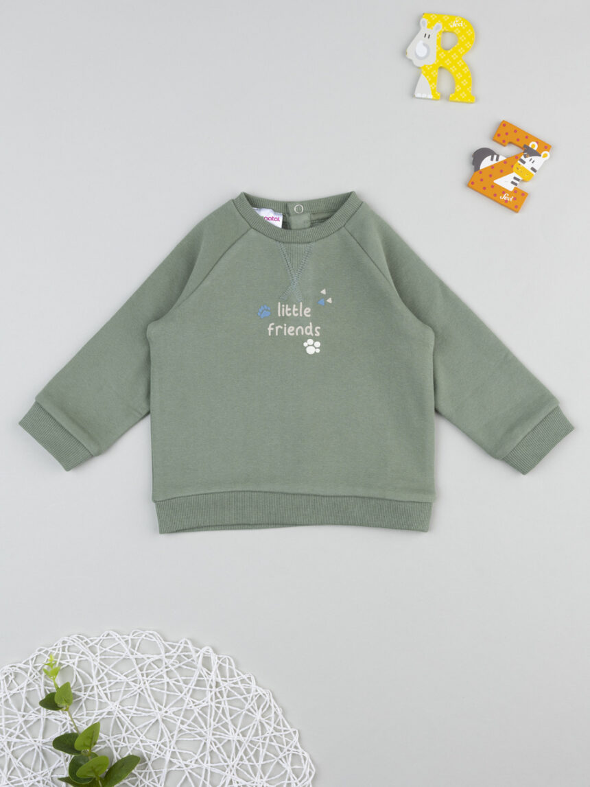 βρεφική μπλούζα φούτερ λαδί little friends για αγόρι - Prénatal