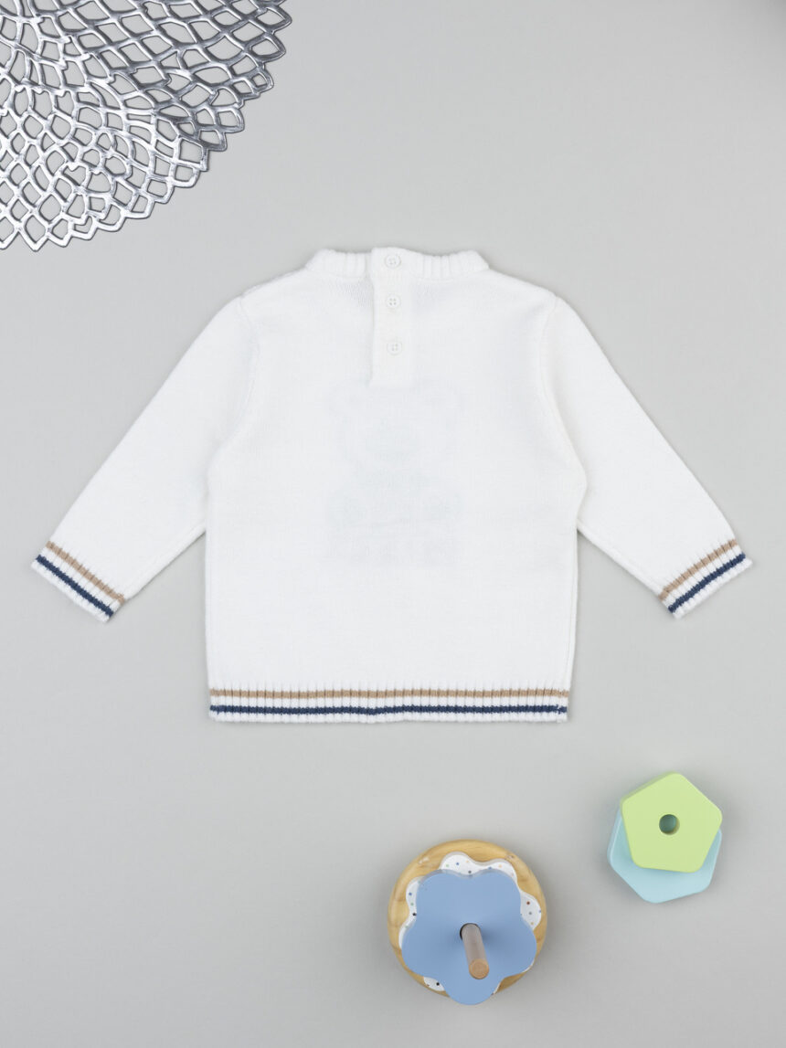 βρεφικό πουλόβερ λευκό cute για αγόρι - Prénatal