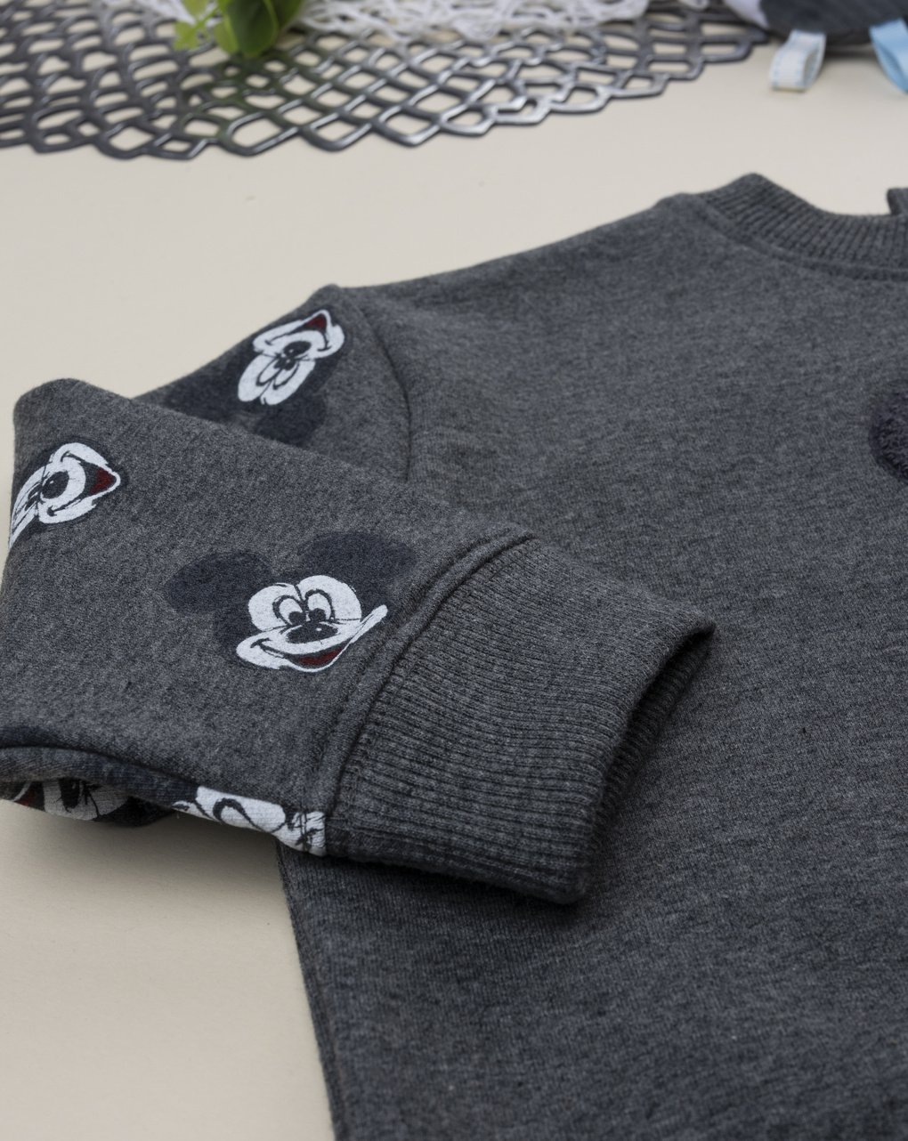 βρεφική μπλούζα φούτερ γκρι mickey για αγόρι - Prénatal