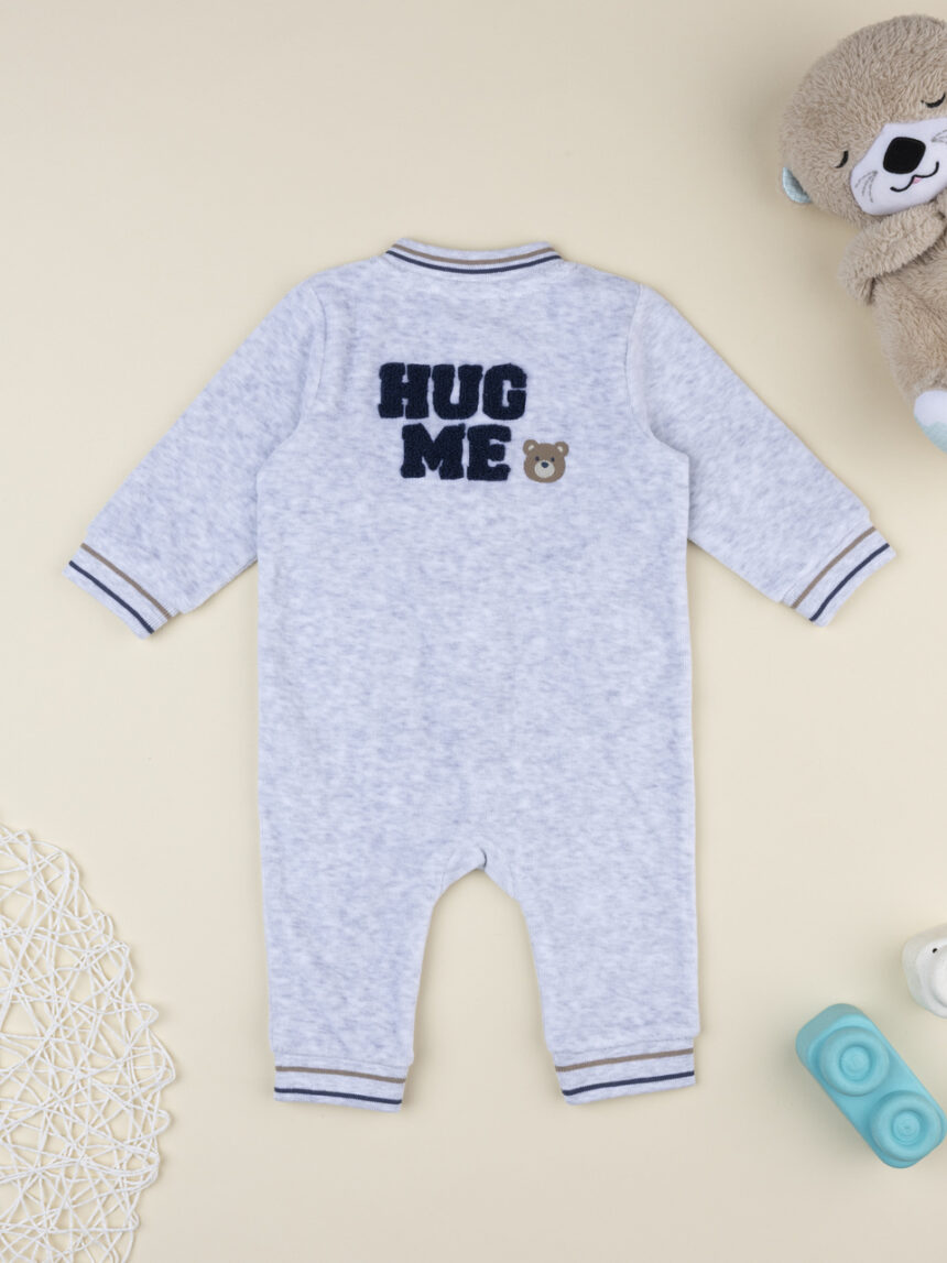 βρεφικό φορμάκι βελουτέ γκρι adorable για αγόρι - Prénatal