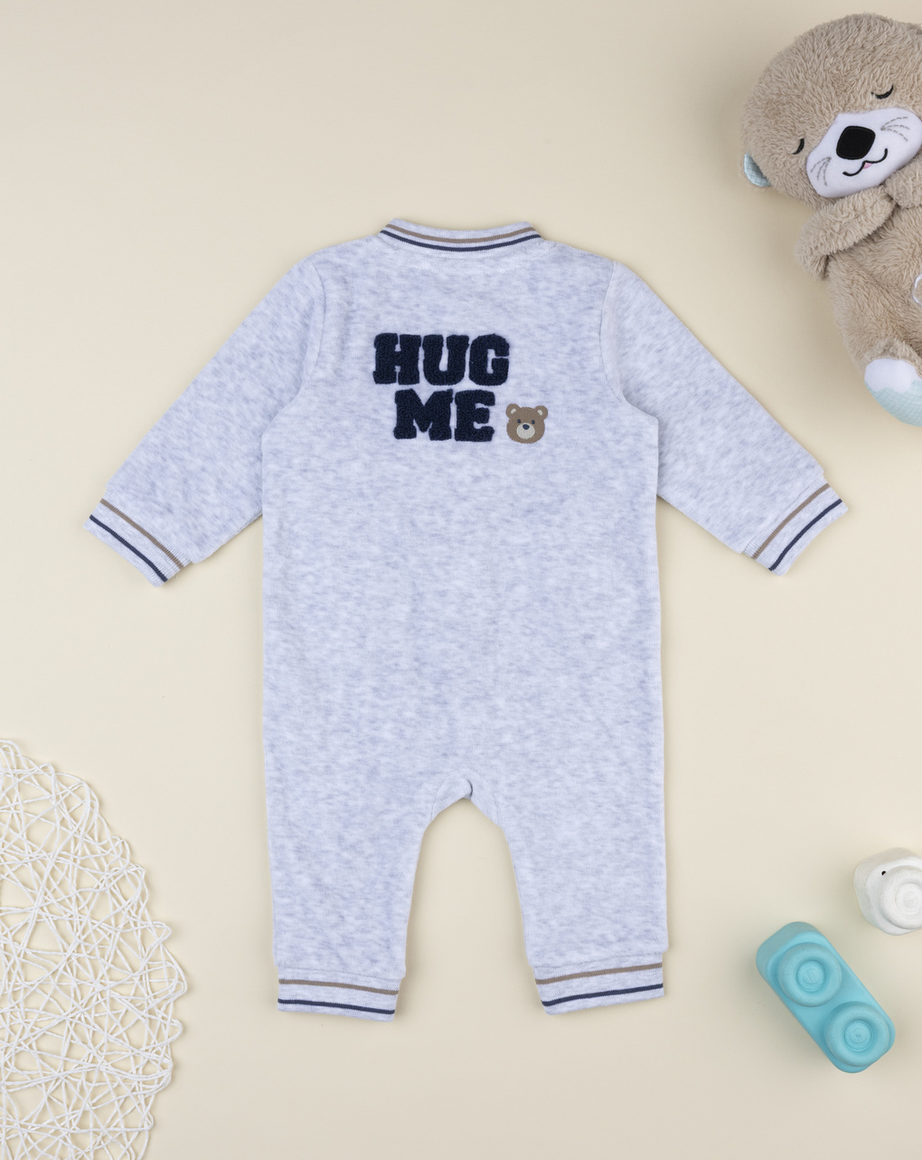 βρεφικό φορμάκι βελουτέ γκρι adorable για αγόρι - Prénatal