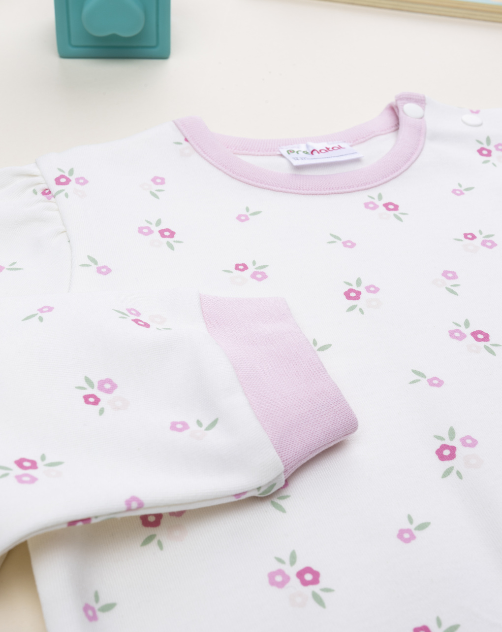 βρεφική πιτζάμα λευκή φλοράλ για κορίτσι - Prénatal