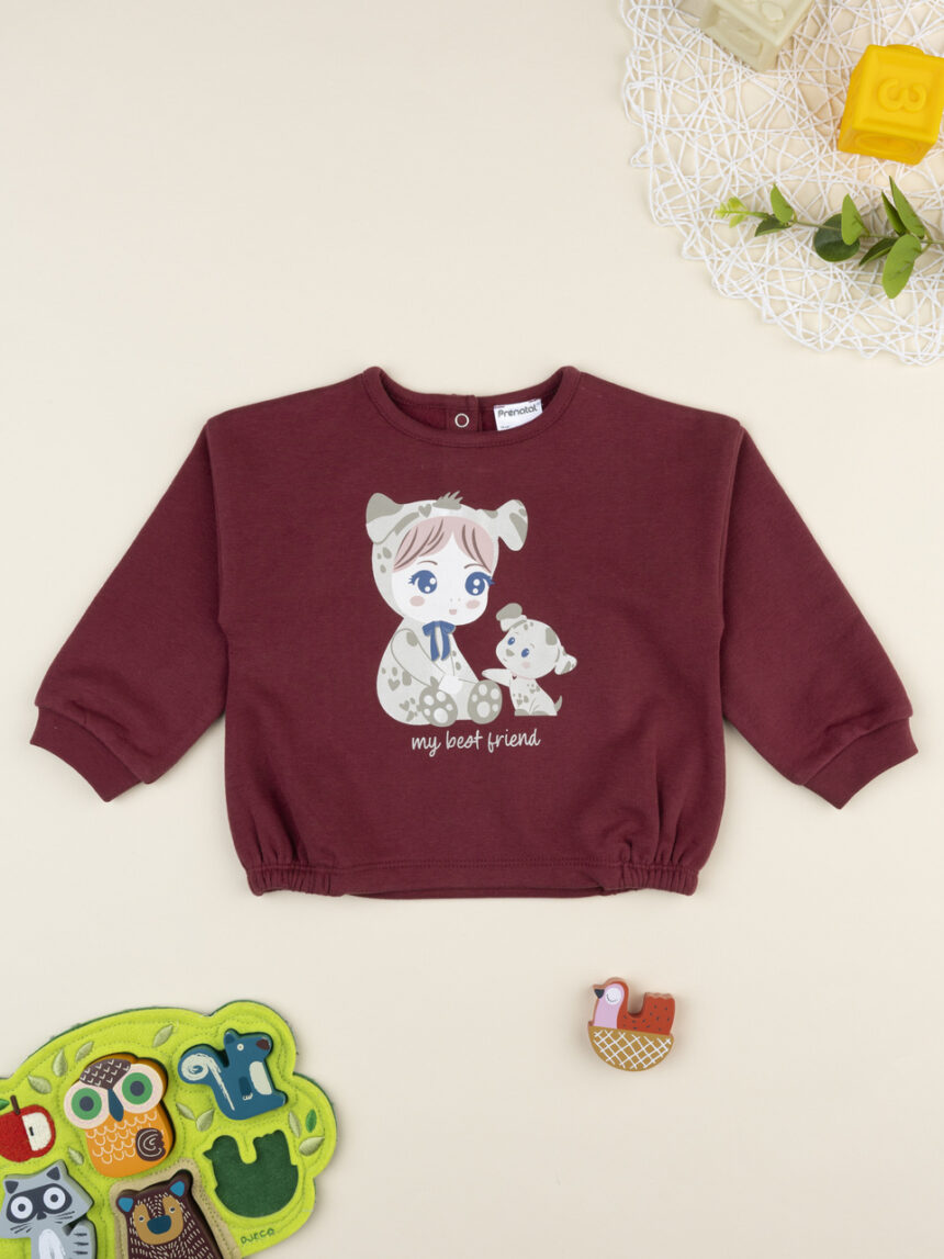 βρεφική μπλούζα φούτερ μπορντώ best friend για κορίτσι - Prénatal