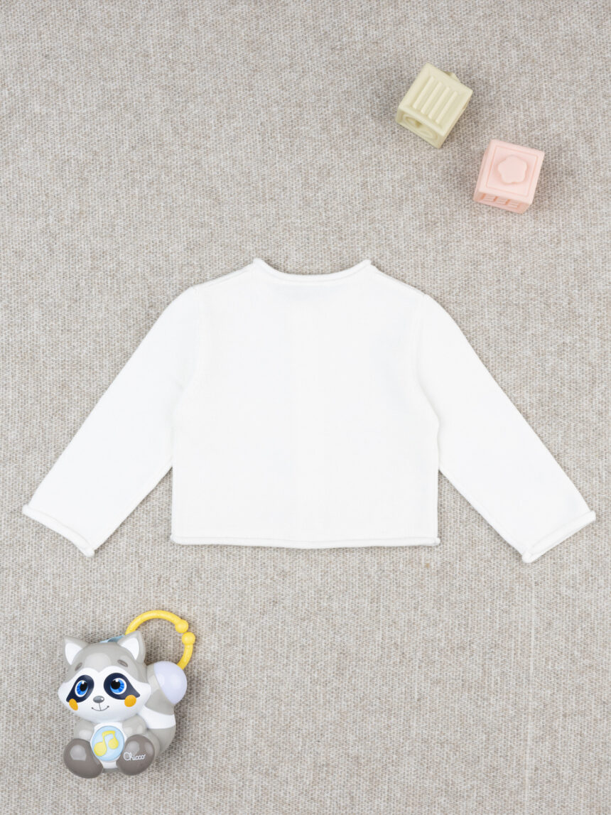 βρεφική πλεκτή ζακέτα λευκή με καρδούλα για κορίτσι - Prénatal