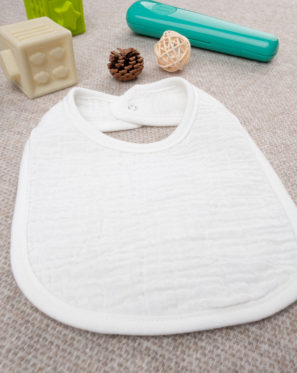 βρεφική σαλιάρα λευκή μουσελίνα για αγόρι - Prénatal