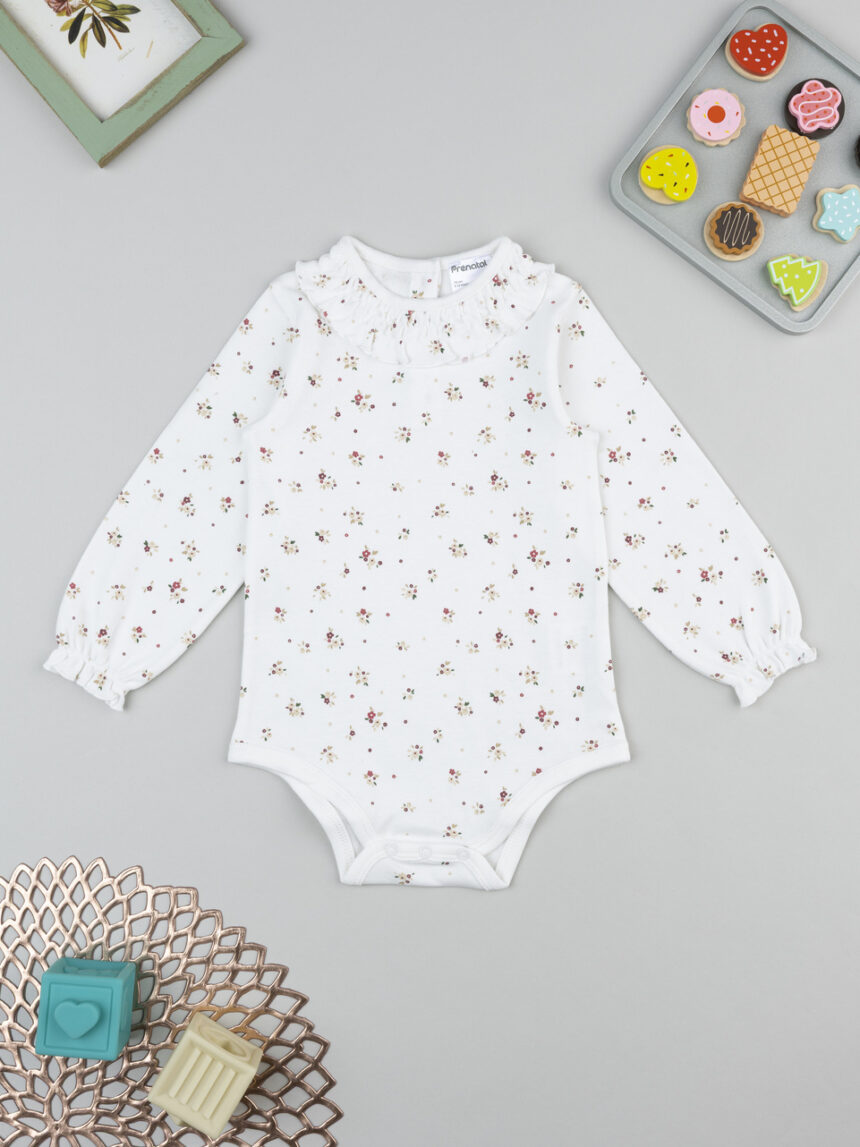 βρεφικό κορμάκι λευκό φλοράλ για κορίτσι - Prénatal