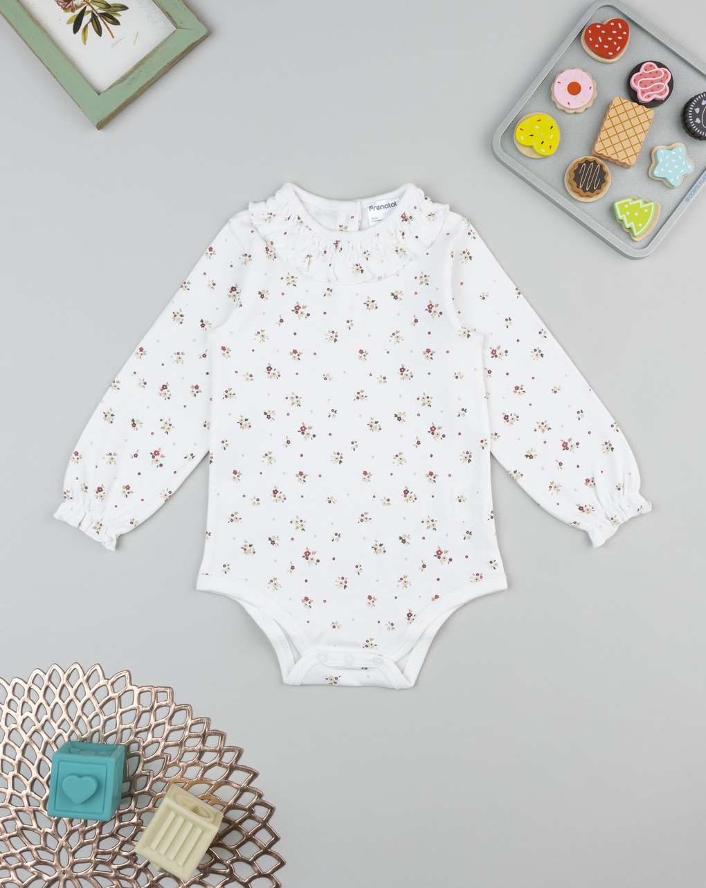 βρεφικό κορμάκι λευκό φλοράλ για κορίτσι