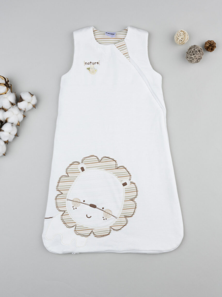 βρεφικός αμάνικος υπνόσακος σενίλ λευκός lion 1.0 tog - Prénatal