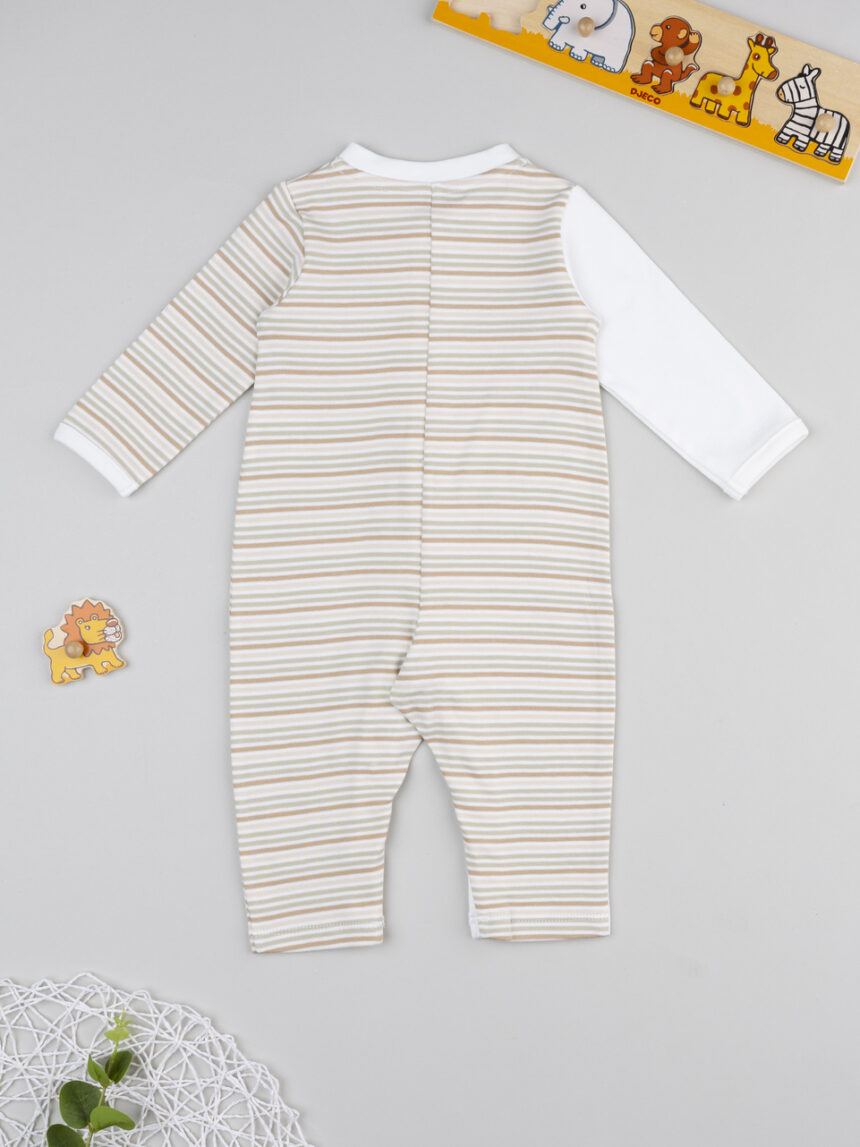 βρεφικό φορμάκι λευκό ριγέ lion για αγόρι - Prénatal