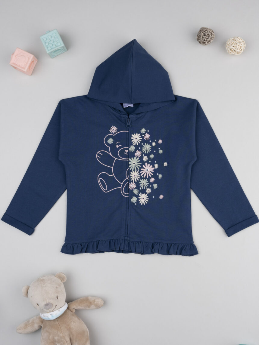 παιδική ζακέτα φούτερ μπλε με αρκουδάκι για κορίτσι - Prénatal