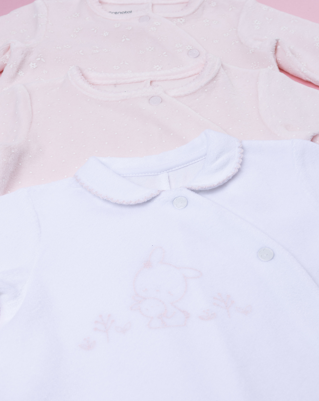 βρεφικά φορμάκια σενίλ με λαγουδάκια πακέτο x3 για κορίτσι - Prénatal