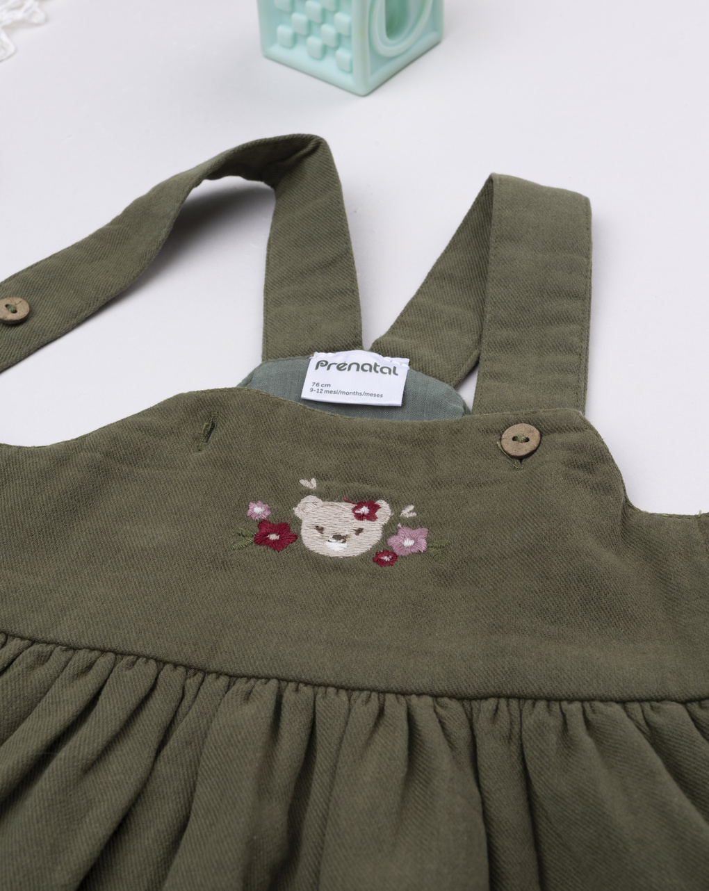 βρεφικό φόρεμα σαλοπέτα twill κυπαρισσί wood για κορίτσι - Prénatal