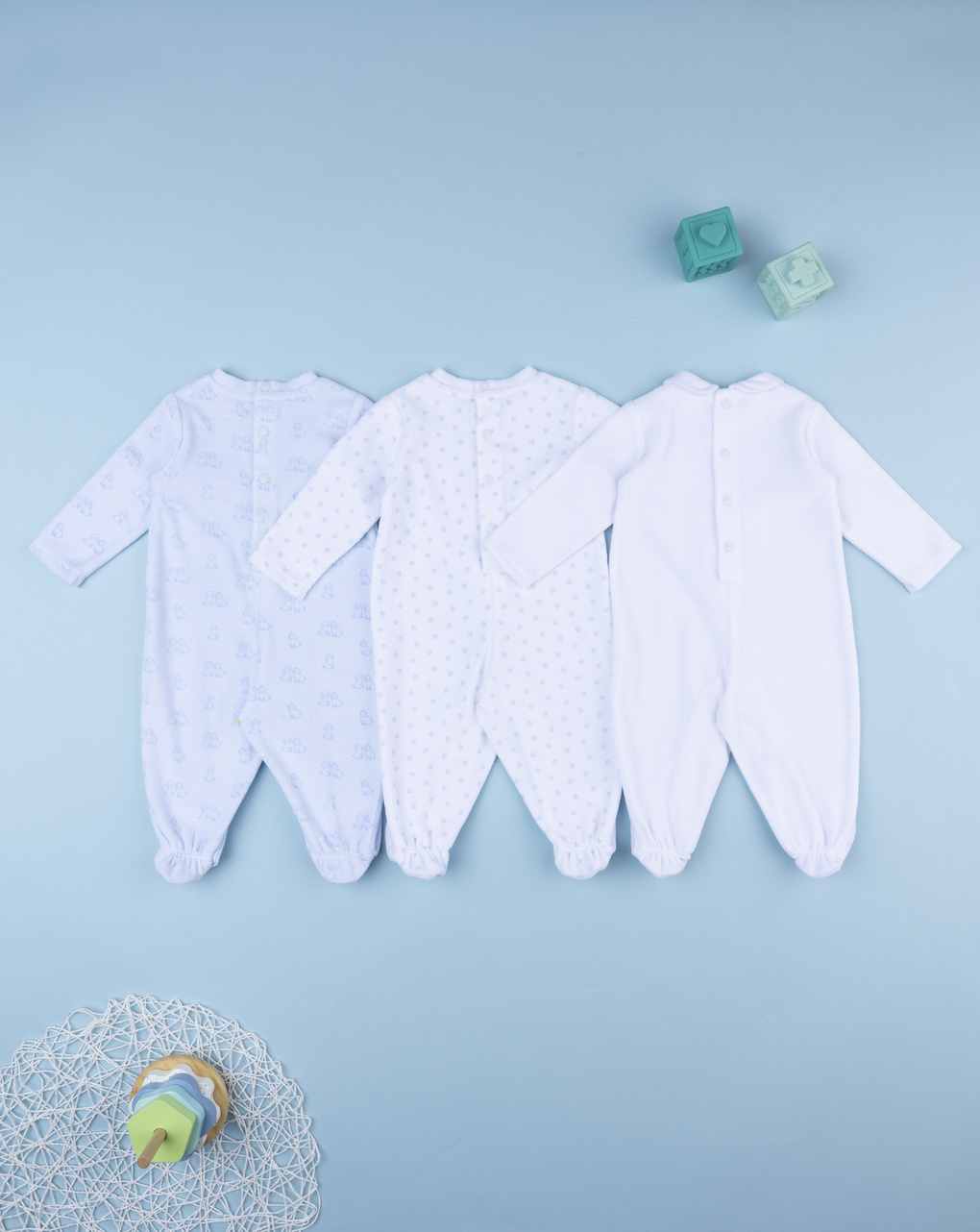 βρεφικά φορμάκια σενίλ με σκυλάκια πακέτο x3 για αγόρι - Prénatal