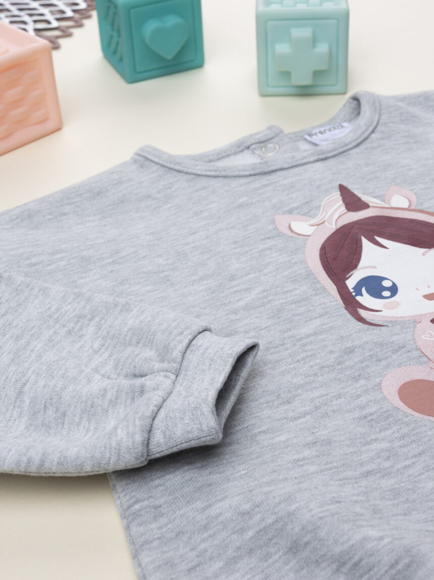βρεφική μπλούζα φούτερ γκρι best friend για κορίτσι - Prénatal