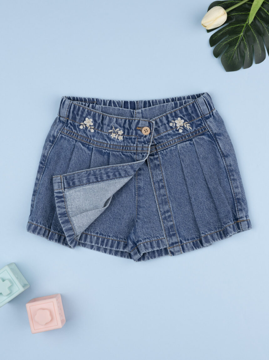 παιδικό τζιν σορτσάκι-φούστα flowers για κορίτσι - Prénatal