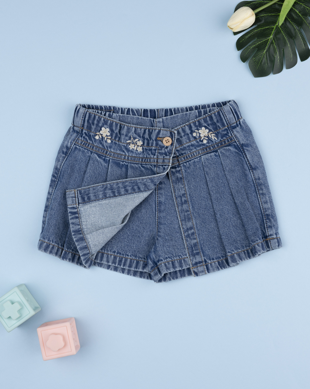 παιδικό τζιν σορτσάκι-φούστα flowers για κορίτσι - Prénatal