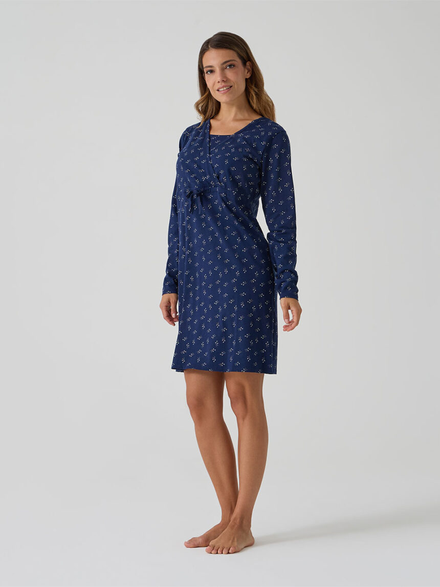 γυναικείο νυχτικό εγκυμοσύνης/θηλασμού μπλε φλοράλ - Prénatal