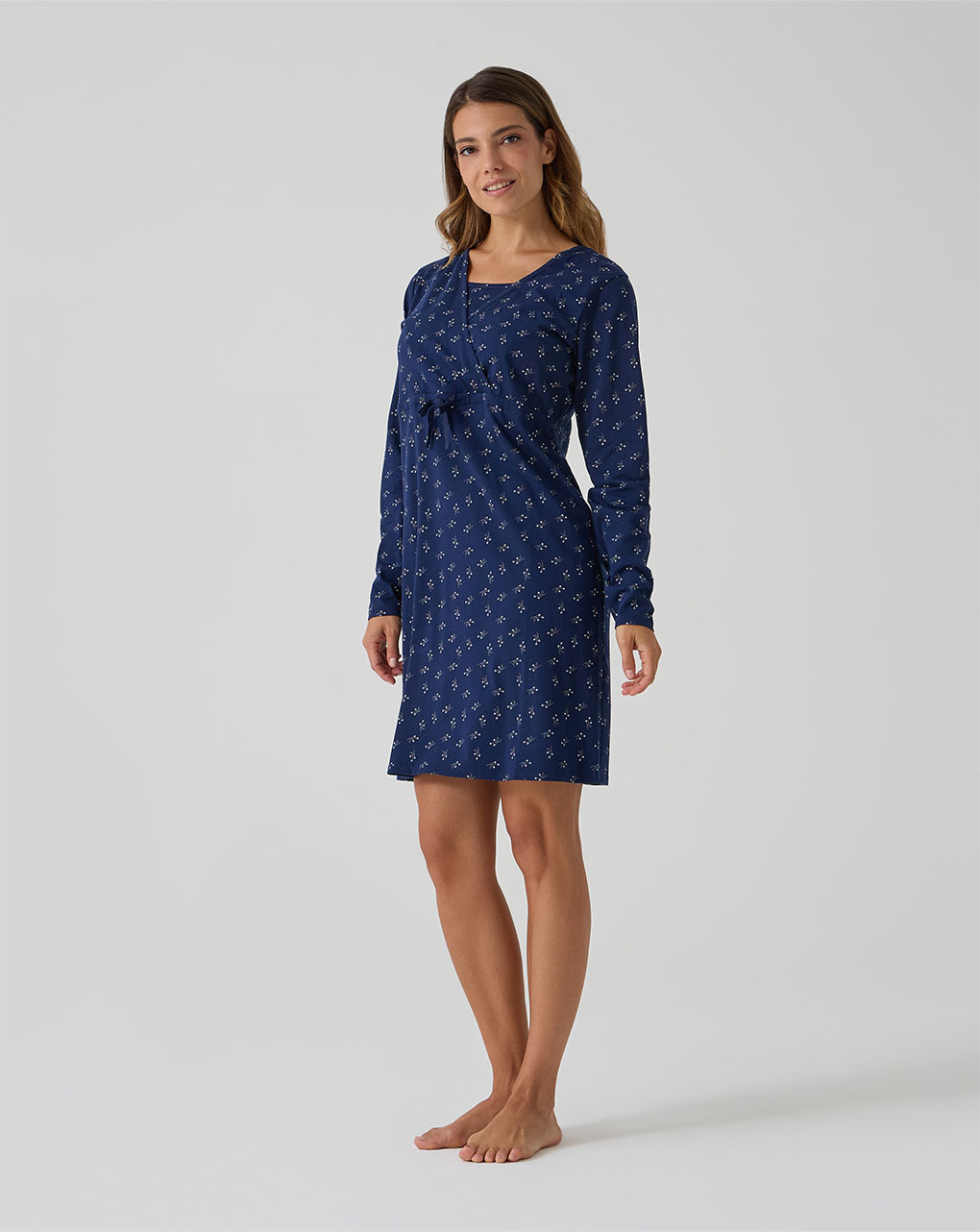 γυναικείο νυχτικό εγκυμοσύνης/θηλασμού μπλε φλοράλ