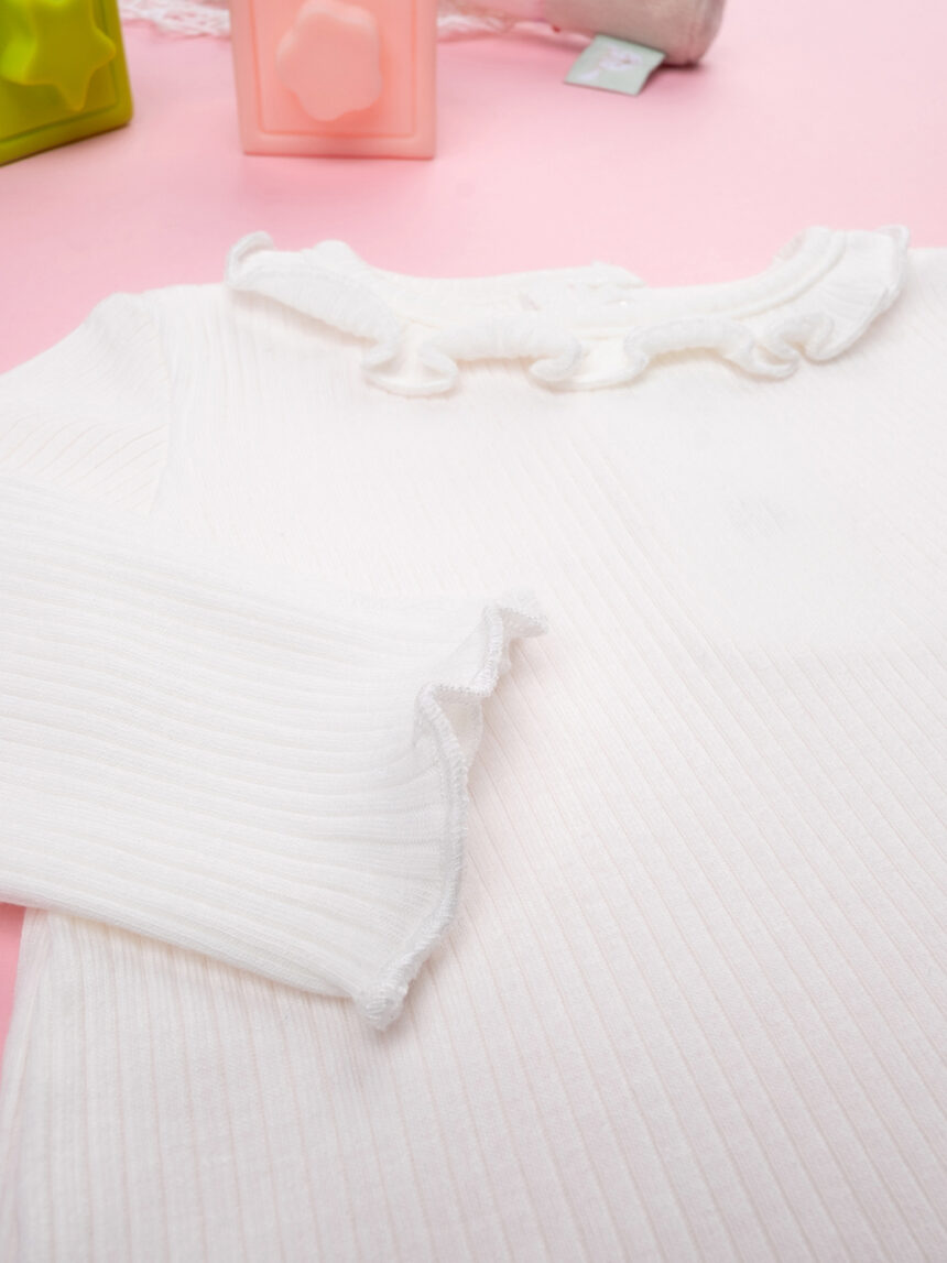 βρεφική μπλούζα λευκή ριμπ για κορίτσι - Prénatal