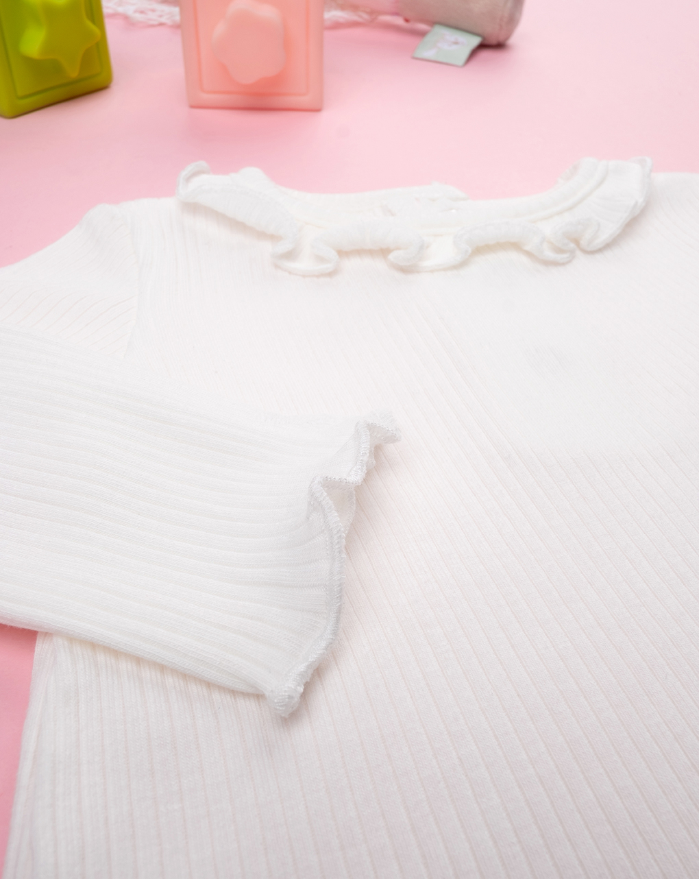 βρεφική μπλούζα λευκή ριμπ για κορίτσι - Prénatal