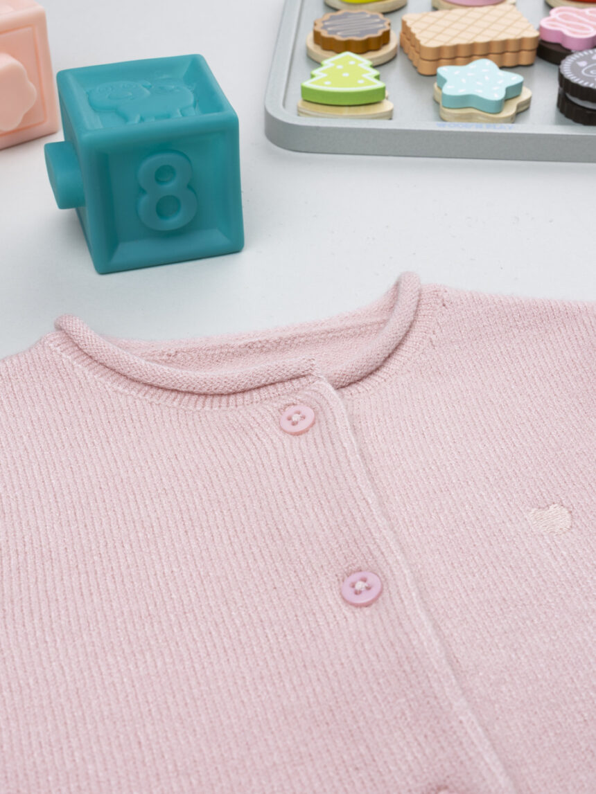 βρεφική πλεκτή ζακέτα ροζ με καρδούλα για κορίτσι - Prénatal