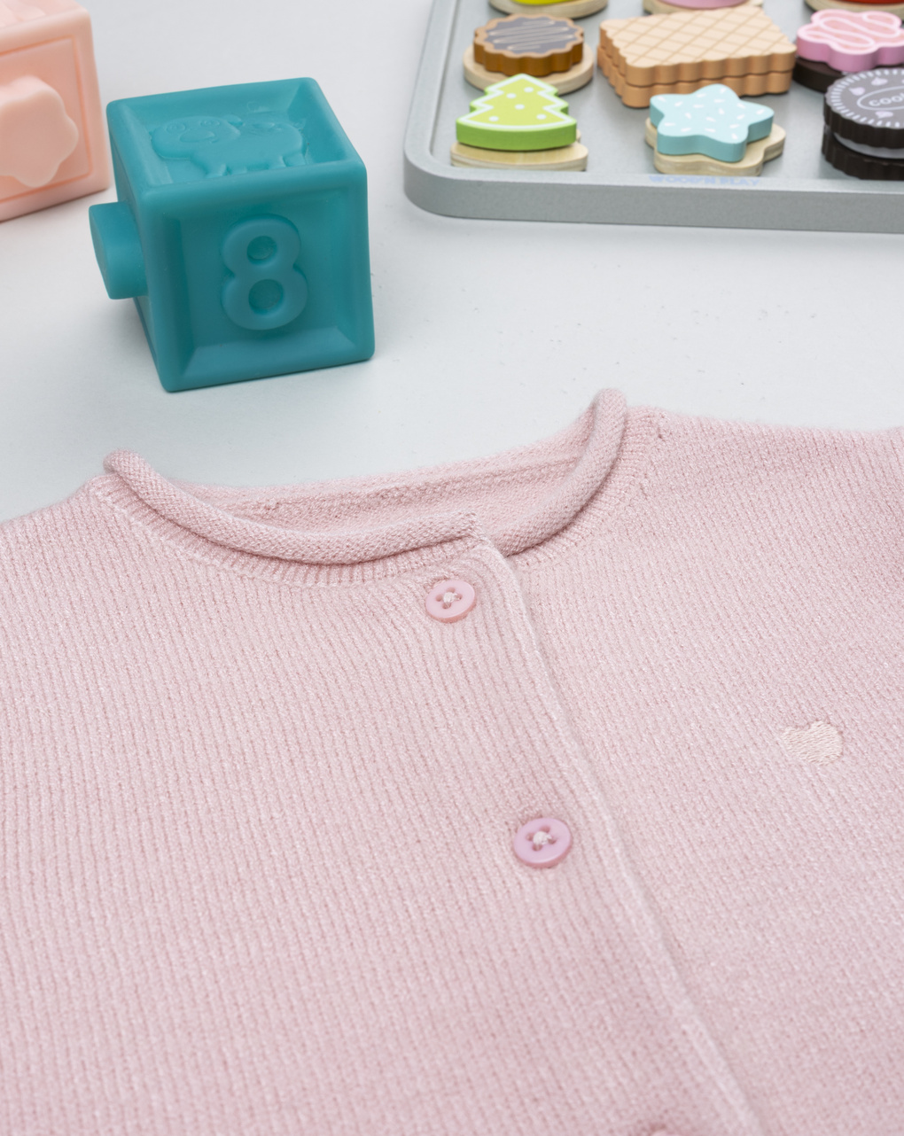 βρεφική πλεκτή ζακέτα ροζ με καρδούλα για κορίτσι - Prénatal