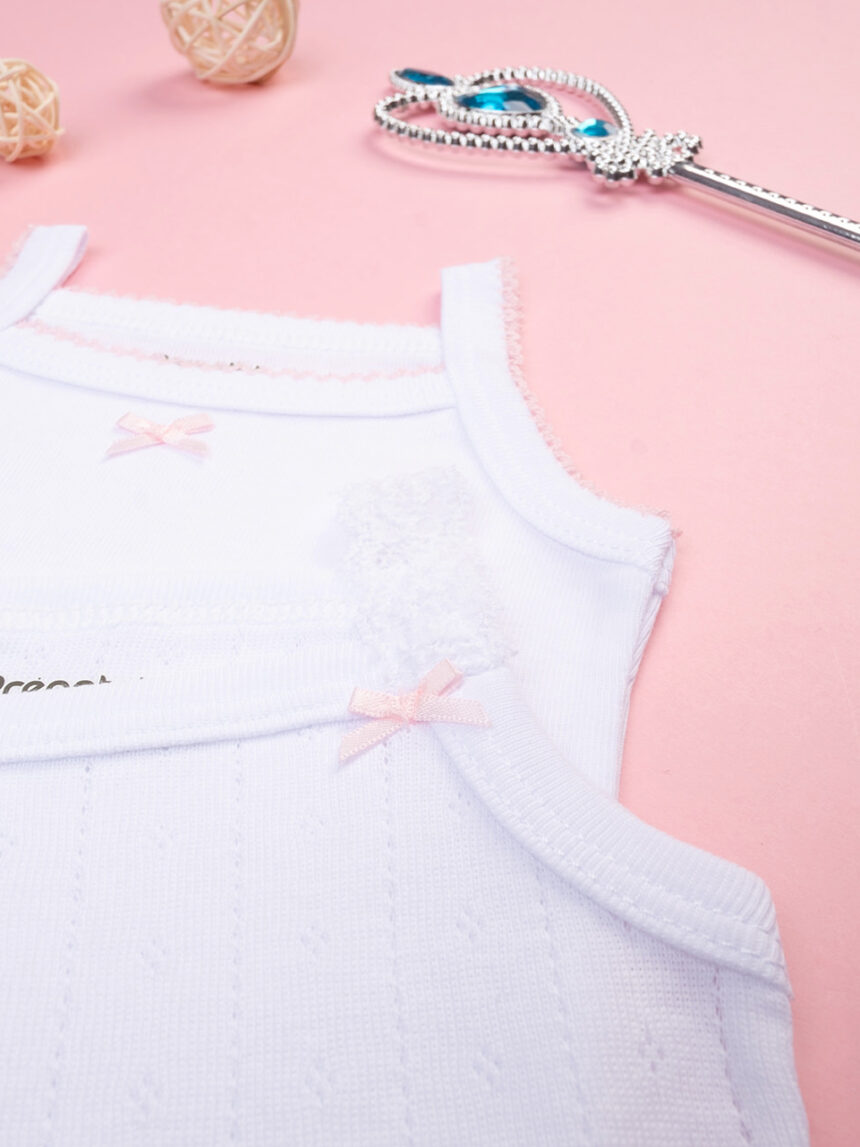 βρεφικά κορμάκια λευκά με φιογκάκια πακέτο x2 για κορίτσι - Prénatal