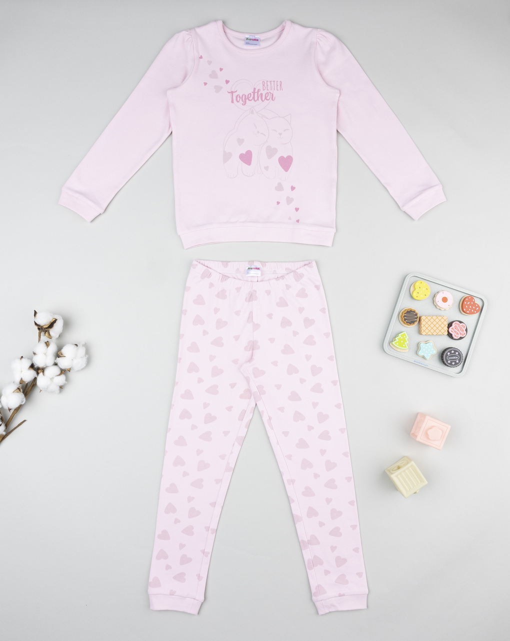 παιδική πιτζάμα ροζ με γατάκι για κορίτσι