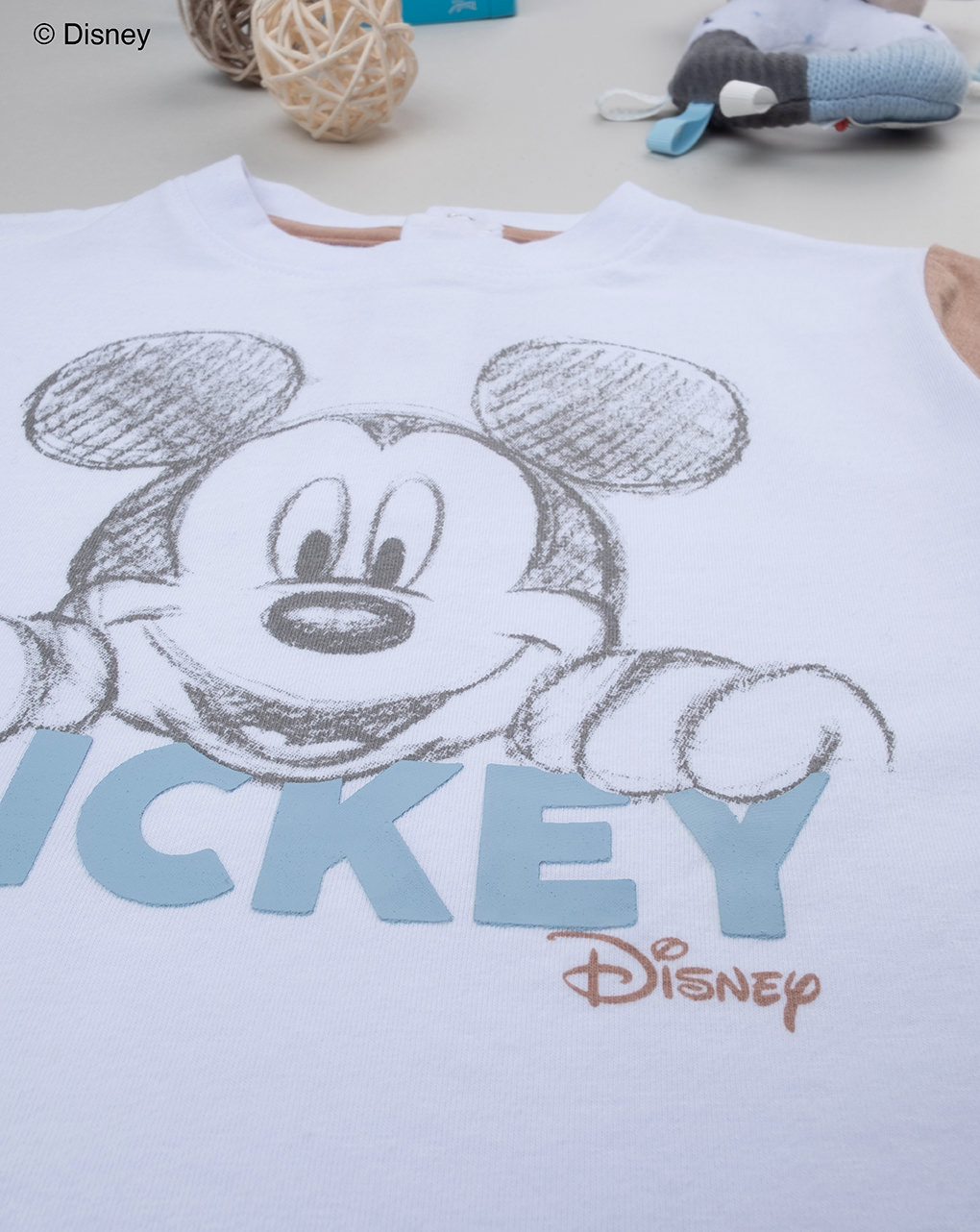 βρεφική μπλούζα λευκή/καφέ mickey για αγόρι - Prénatal