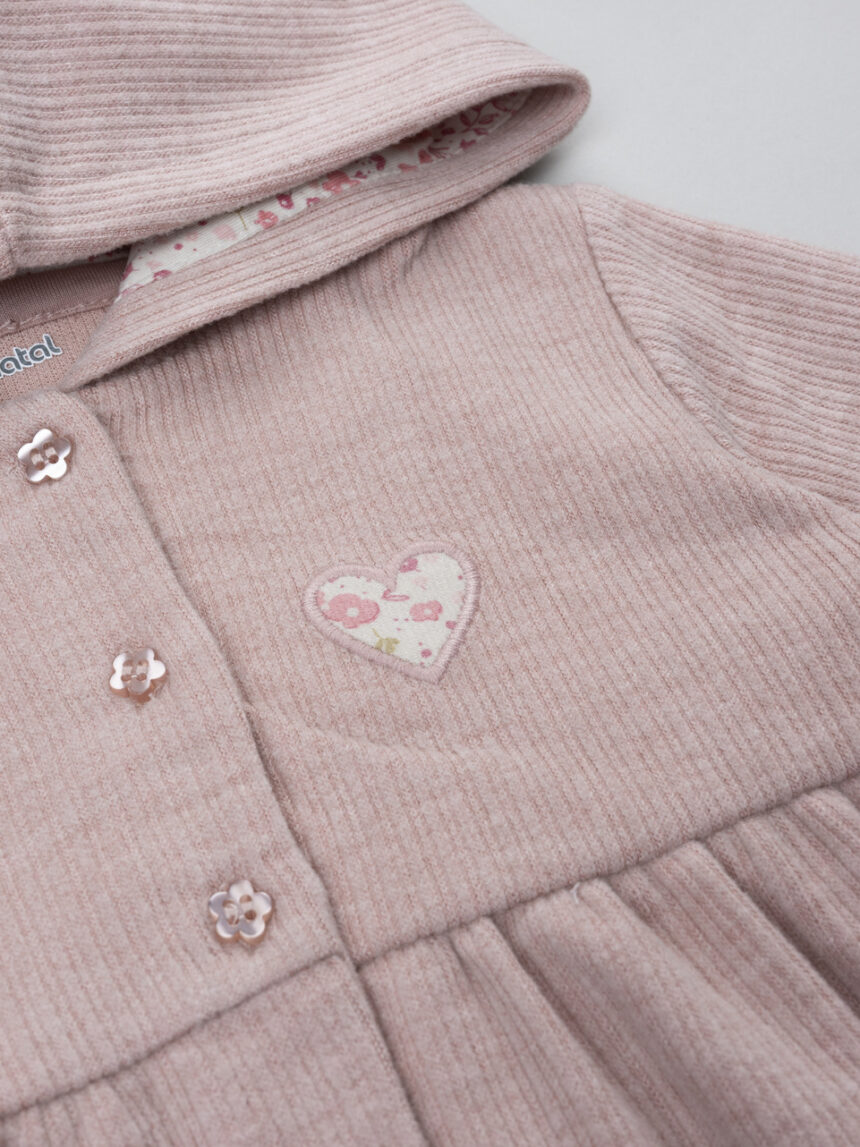 βρεφική ζακέτα ροζ με καρδούλα για κορίτσι - Prénatal