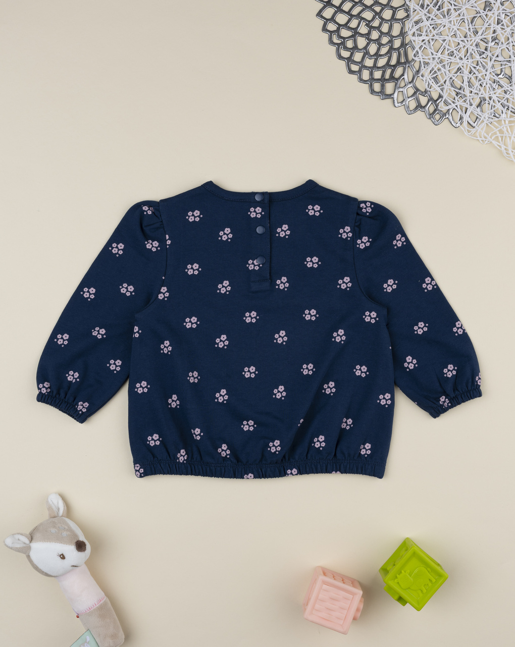 βρεφική μπλούζα φούτερ μπλε με λουλούδια για κορίτσι - Prénatal