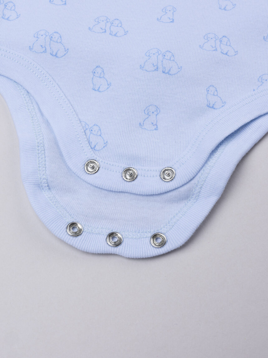 βρεφικά κορμάκια μπλε/λευκά με σκυλάκια πακέτο x5 για αγόρι - Prénatal