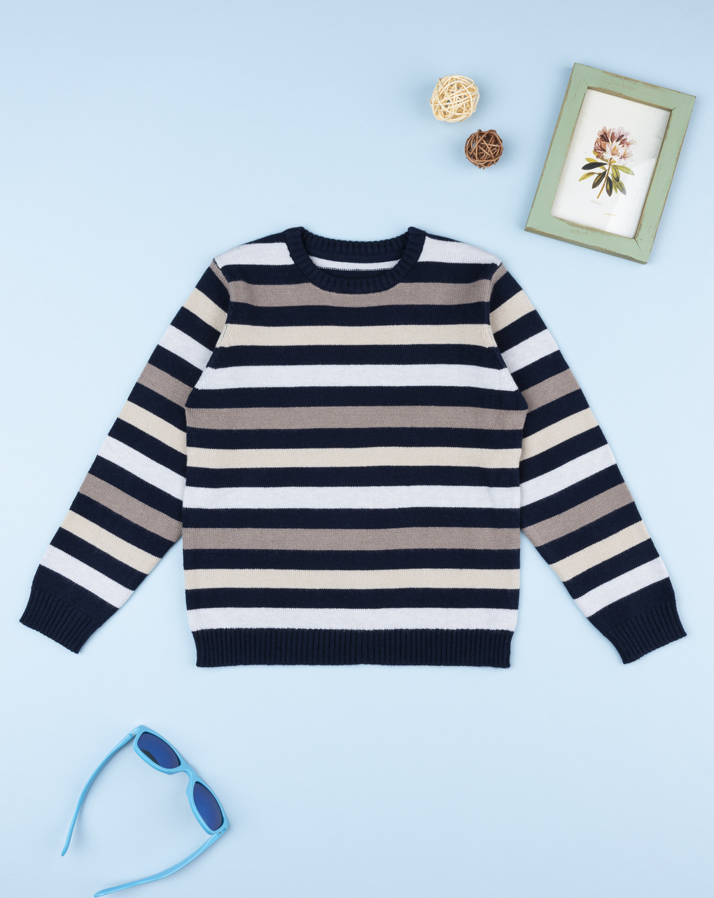 παιδικό πουλόβερ μπλε ριγέ πολύχρωμο για αγόρι